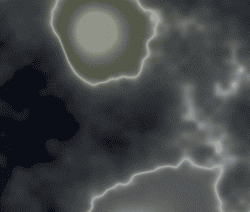 Abstract glowing metaballs with electric lightning effects in dark background, digital art for visual impact.