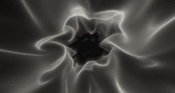 Abstract digital art representing a lightwell with swirling light patterns and a dark center, emphasizing depth and motion.